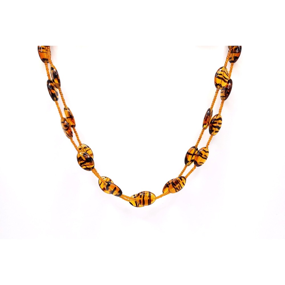 Amber‎ Tortoise Glass Bead Necklace